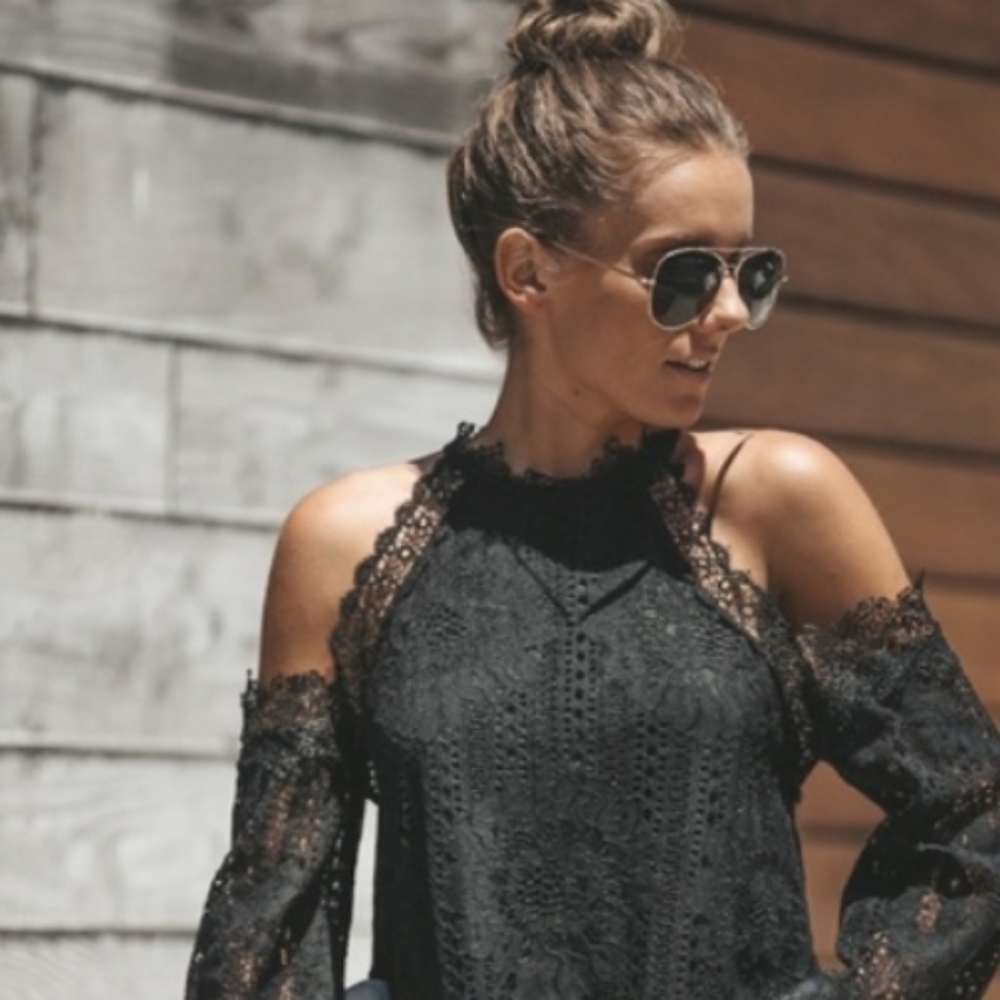 VICI Lace Cold Shoulder Top
